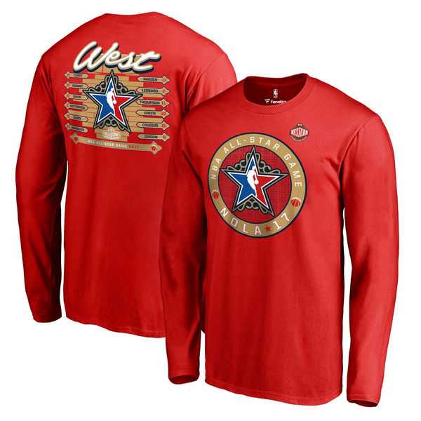 Men's Western Conference Fanatics Branded Red 2017 NBA All-Star Game NOLA West Roster Long Sleeve T-Shirt,We sell and wholesale Men's Western Conference Fanatics Branded Red 2017 NBA All-Star Game NOLA West Roster Long Sleeve T-Shirt on line form chian!